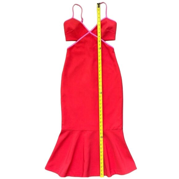 Likely Anabell Red Pink Colorblock Midi Dress Revolve Cocktail Party S - Picture 12 of 14